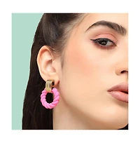 Sohi Women's Pink Rope Drop Earrings