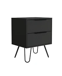 Slickblue Two Drawer Nightstand Faux Wood Finish for Bedside or Living Room