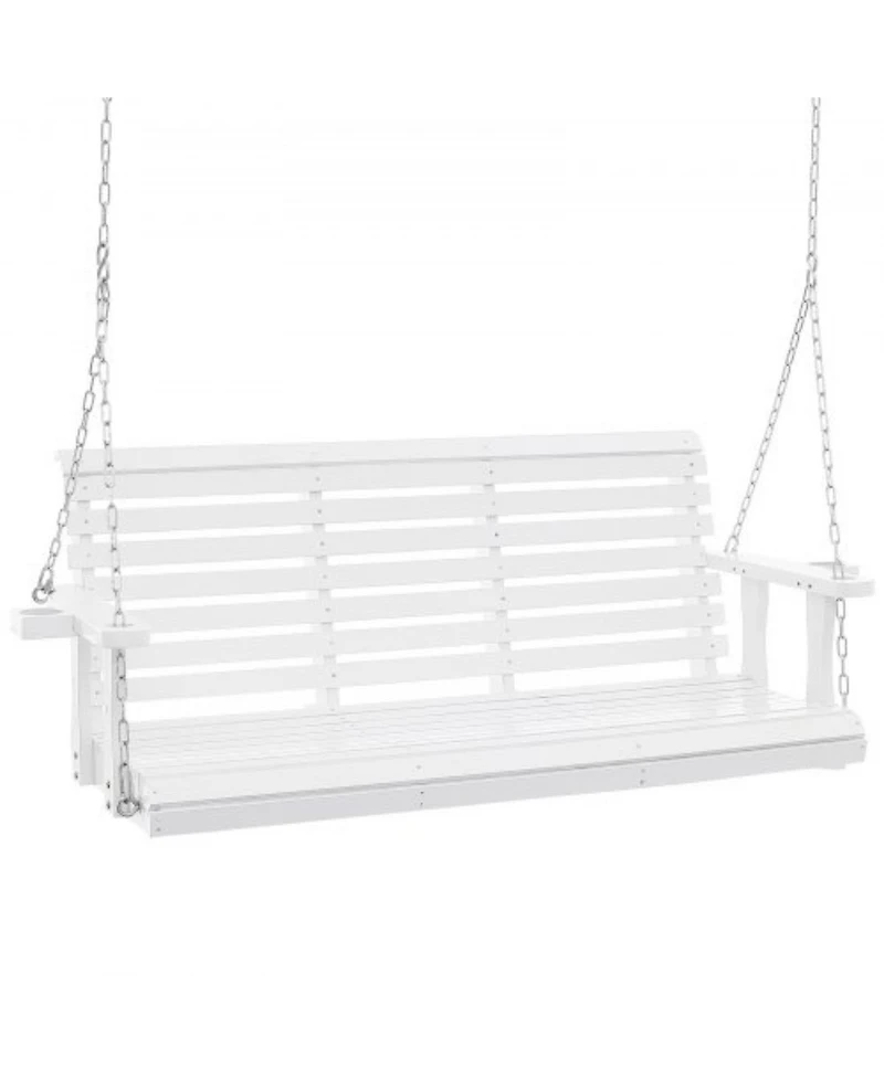 Slickblue Heavy-Duty Wooden Porch Swing with Hanging Chains – Outdoor Bench for Patio, Porch, or Garden
