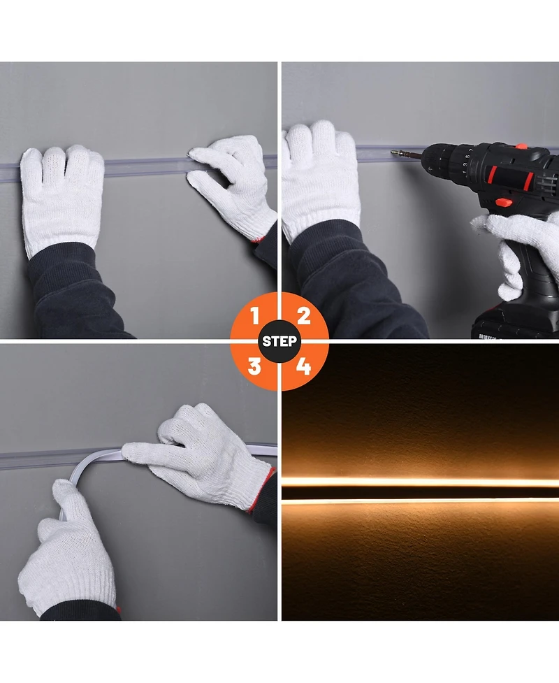 DELight 3.3" Plastic U Channel System Del-M031M 5PCS for 11/16"W x 3/8"H Rgb Rope Light Models Del-D50R,Del-D100R,Del-D150R