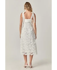 English Factory Women's Bow Sleeveless Lace Midi Dress