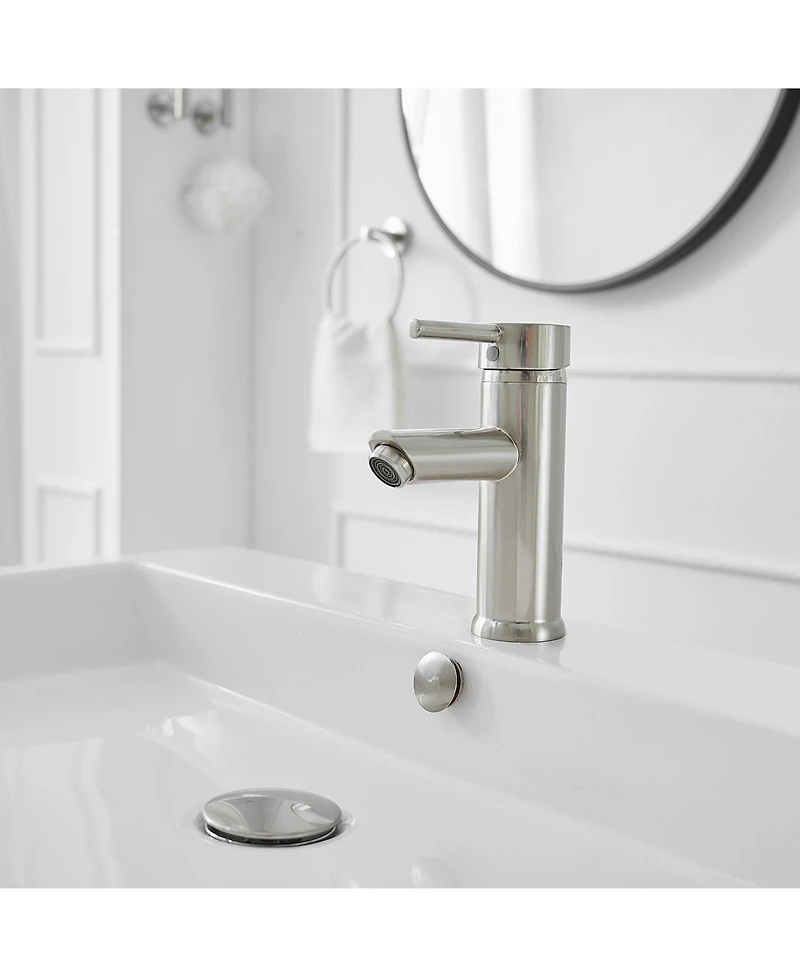 Single Hole Single-Handle Bathroom Faucet With Pop Up Drain Brushed Nickel