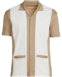 Lands' End Men's Short Sleeve Supima Retro Camp Collar Button Through Shirt