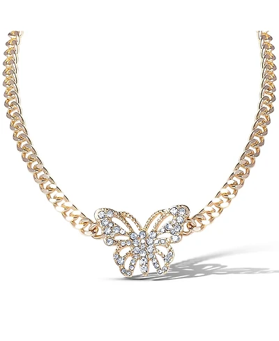 Jessica Simpson Butterfly Pendant Chain Necklace