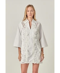 English Factory Women's Lace Trimmed Shirt Mini Dress