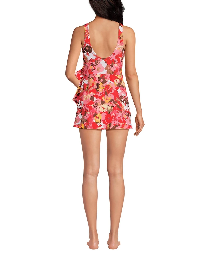 Lands' End Women's Side Tie Mini Swim Dress Swimsuit