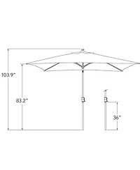 Mondawe 6.6FTx10FT Solefin Rectangle Patio Umbrella with Push-Button Tilt, Black Frame