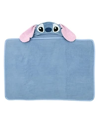 Lambs & Ivy Baby Disney Stitch Luxury Blue Cotton Terry Hooded Bath Towel