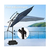 10 Feet Cantilever Umbrella with 32 Led Lights and Solar Panel Batteries