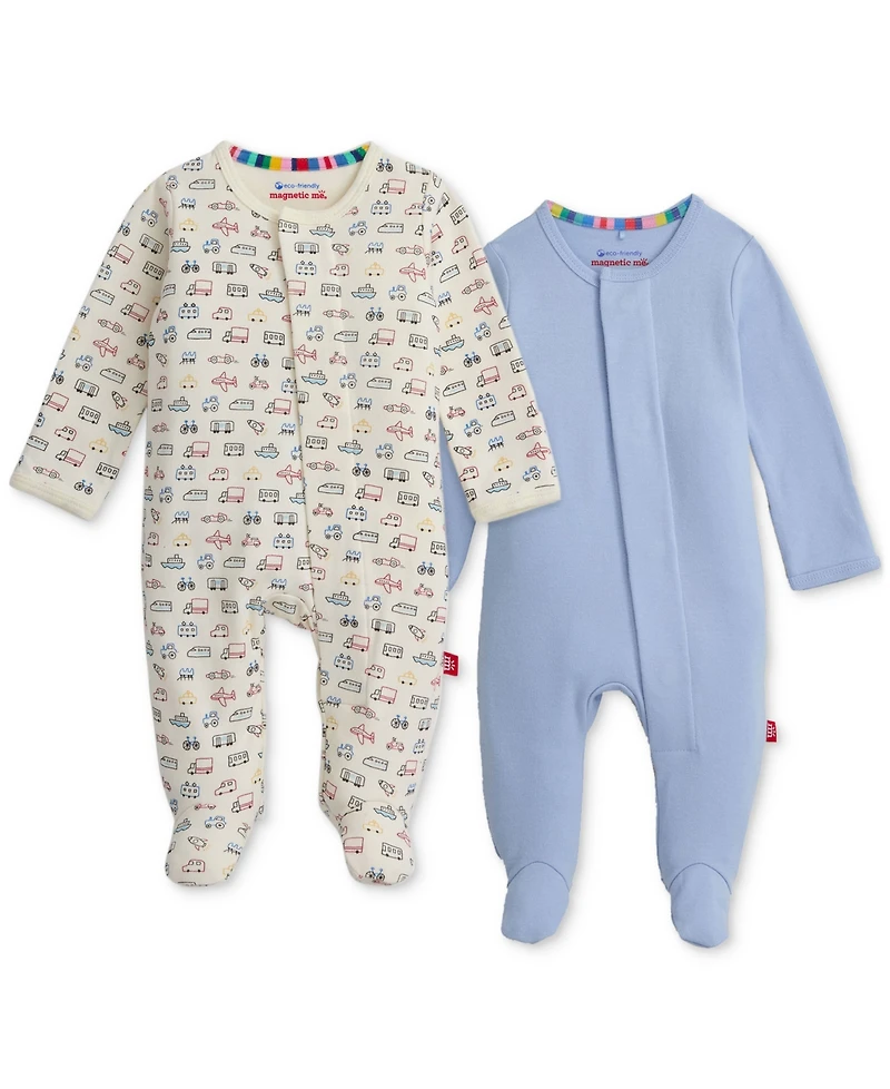 Magnetic Me Baby Cotton Footed Coveralls, 2 Pack