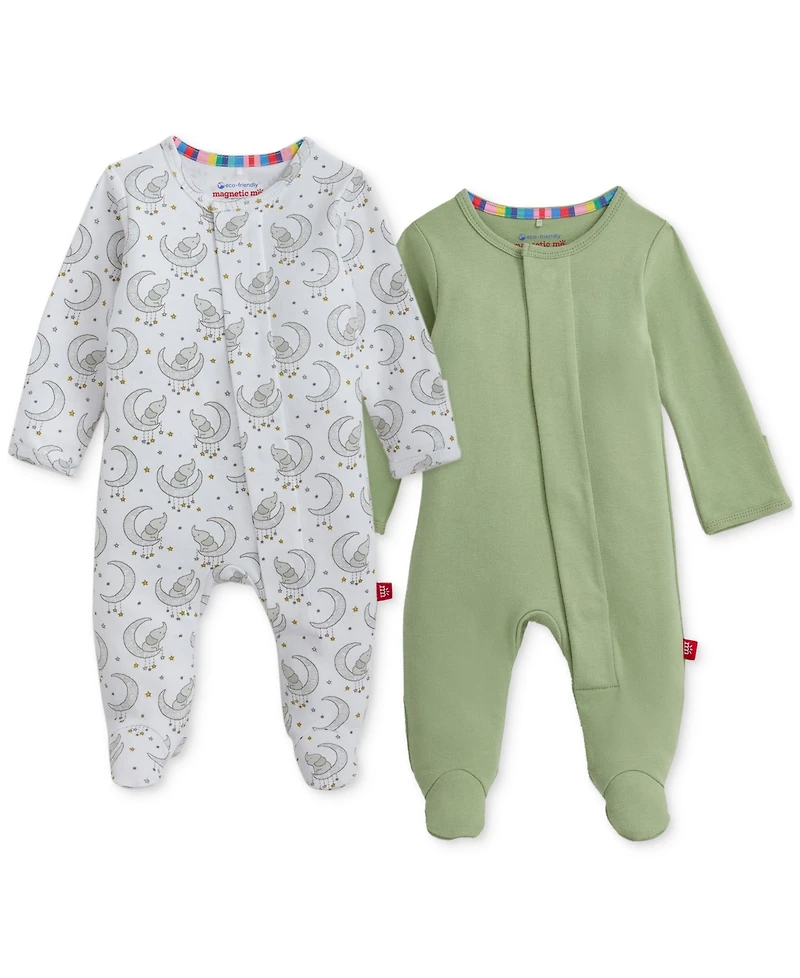 Magnetic Me Baby Cotton Footed Coveralls, 2 Pack
