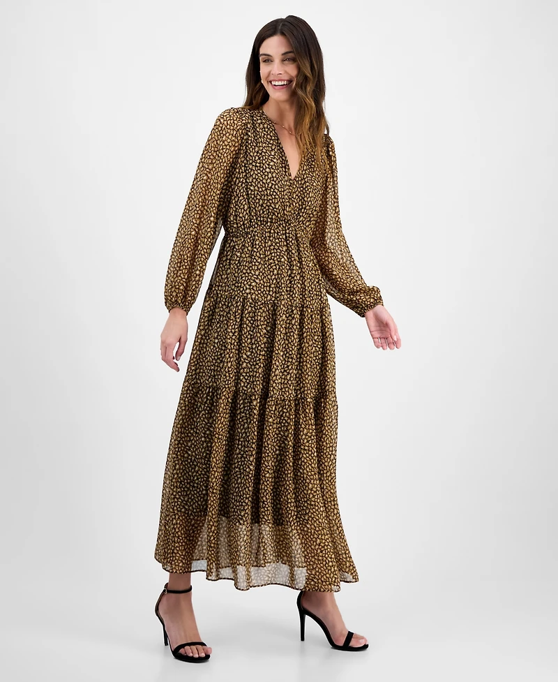Robbie Bee Women's V-Neck Tiered Maxi Dress
