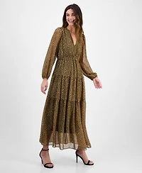 Robbie Bee Women's V-Neck Tiered Maxi Dress