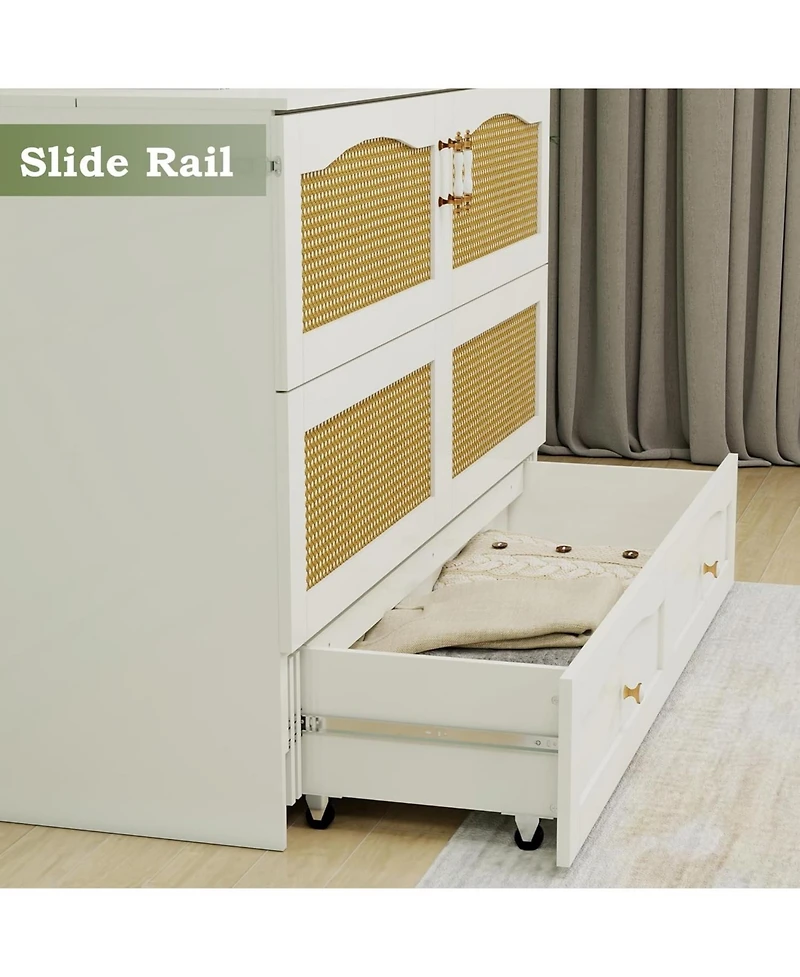 livelylodge Queen size Murphy bed cabinet with storage drawers. Ideal for guest rooms, it's a space