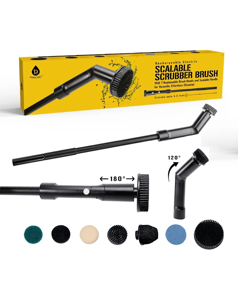 Pursonic Rechargeable Electric Scalable Scrubber Brush Reach New Heights in Cleaning