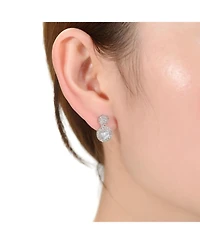 Rachel Glauber White Gold Plating with Clear Cubic Zirconia Stud Earrings