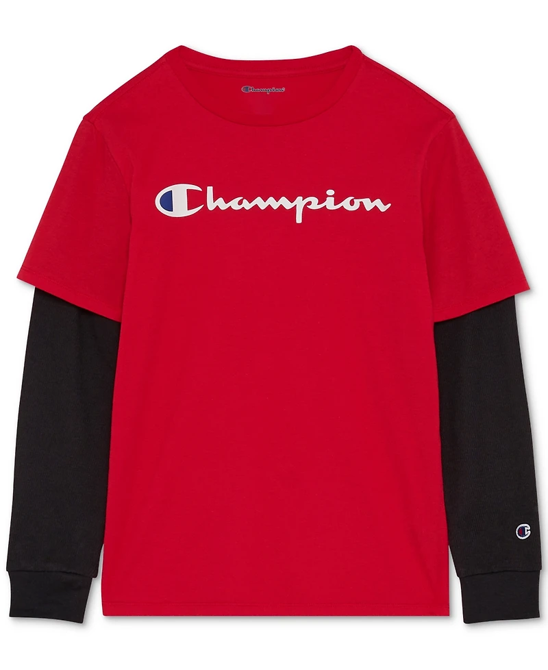 Champion Big Boys Layered-Look Logo Graphic T-Shirt