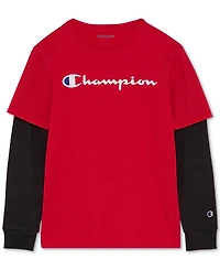 Champion Big Boys Layered-Look Logo Graphic T-Shirt