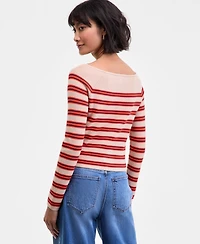 On 34th Women's Striped Boat-Neck Long-Sleeve Sweater, Macy's Exclusive
