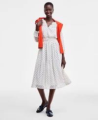 On 34th Women's Printed Ruffle-Trim Long-Sleeve Midi Dress, Macy's Exclusive