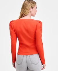 On 34th Women's Puff-Shoulder Long-Sleeve Henley T-Shirt, Macy's Exclusive