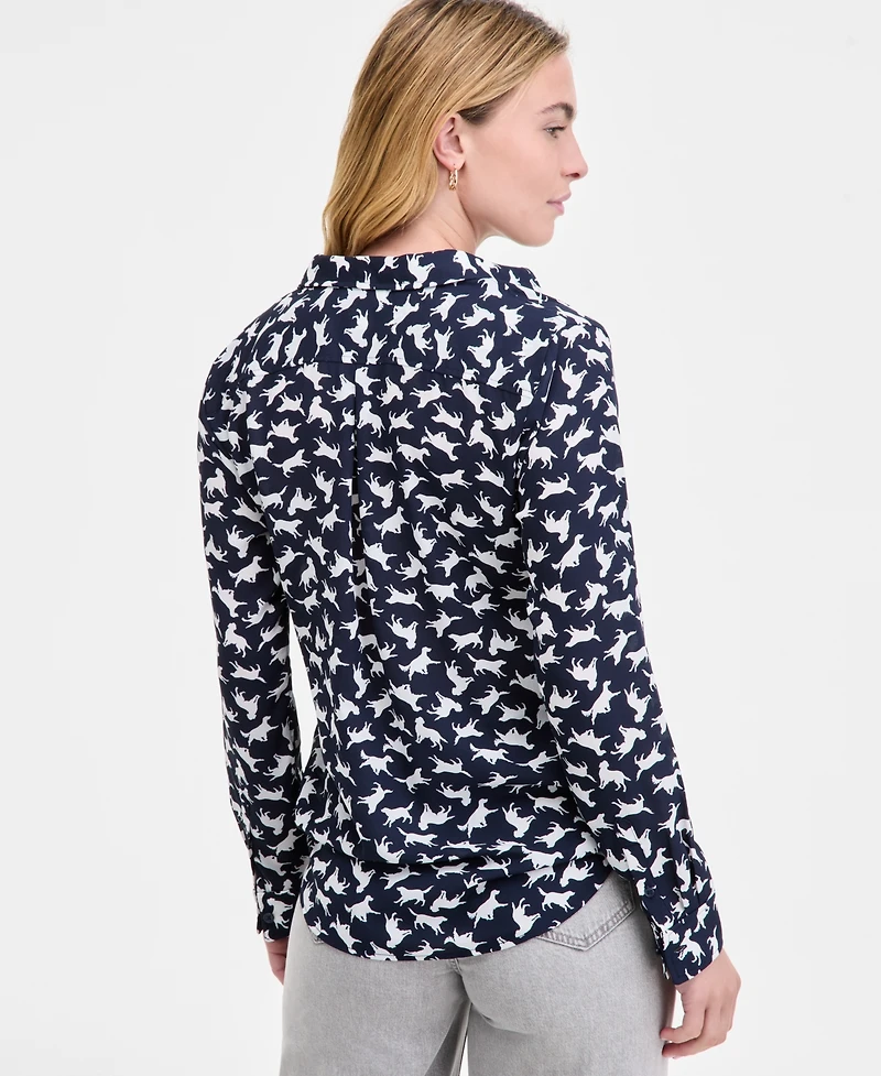 On 34th Women's Button-Front Crepe Shirt