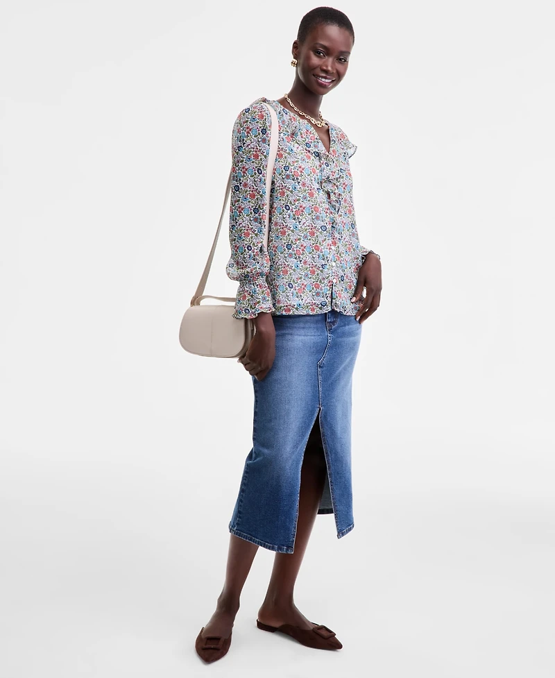 On 34th Women's Printed Ruffle Chiffon Blouse, Macy's Exclusive