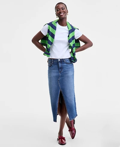 On 34th Women's Denim Midi Skirt, Macy's Exclusive