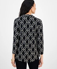 Jm Collection Petite Anita Ornate Printed 3/4-Sleeve Top, Macy's Exclusive