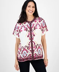 Jm Collection Petite Damask Placed-Print Blouse, Macy's Exclusive