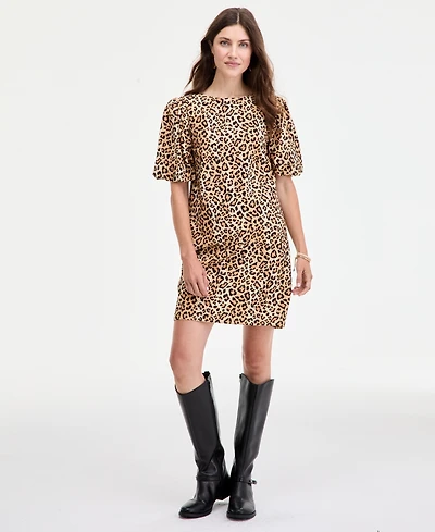 On 34th Women's Sketchy Leopard-Print Puff-Sleeve Mini Dress, Macy's Exclusive