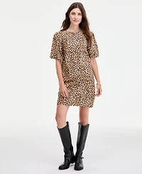On 34th Women's Sketchy Leopard-Print Puff-Sleeve Mini Dress, Macy's Exclusive