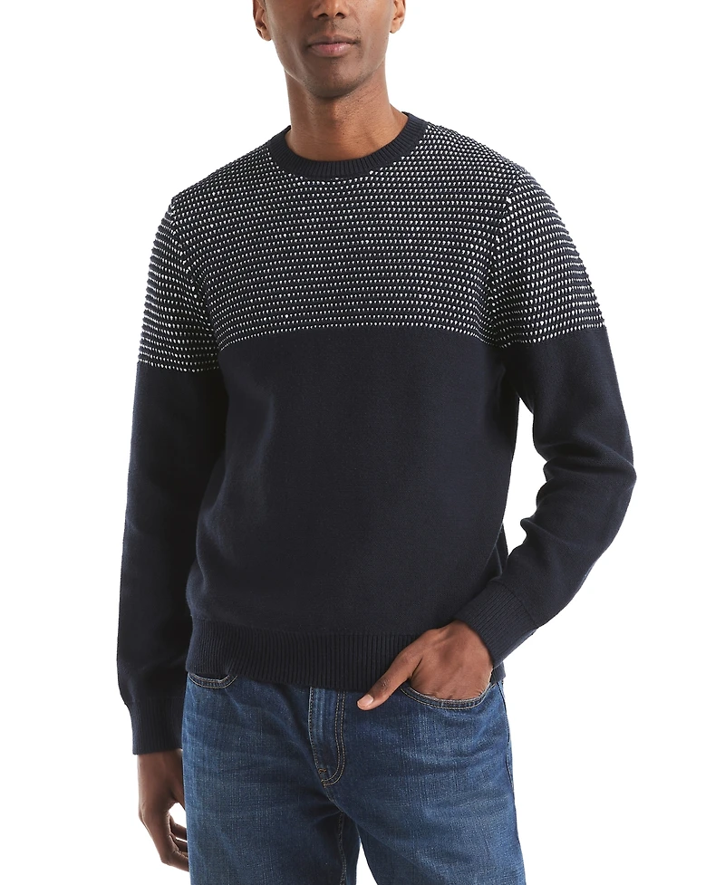 Nautica Men's Textured Colorblocked Crewneck Sweater