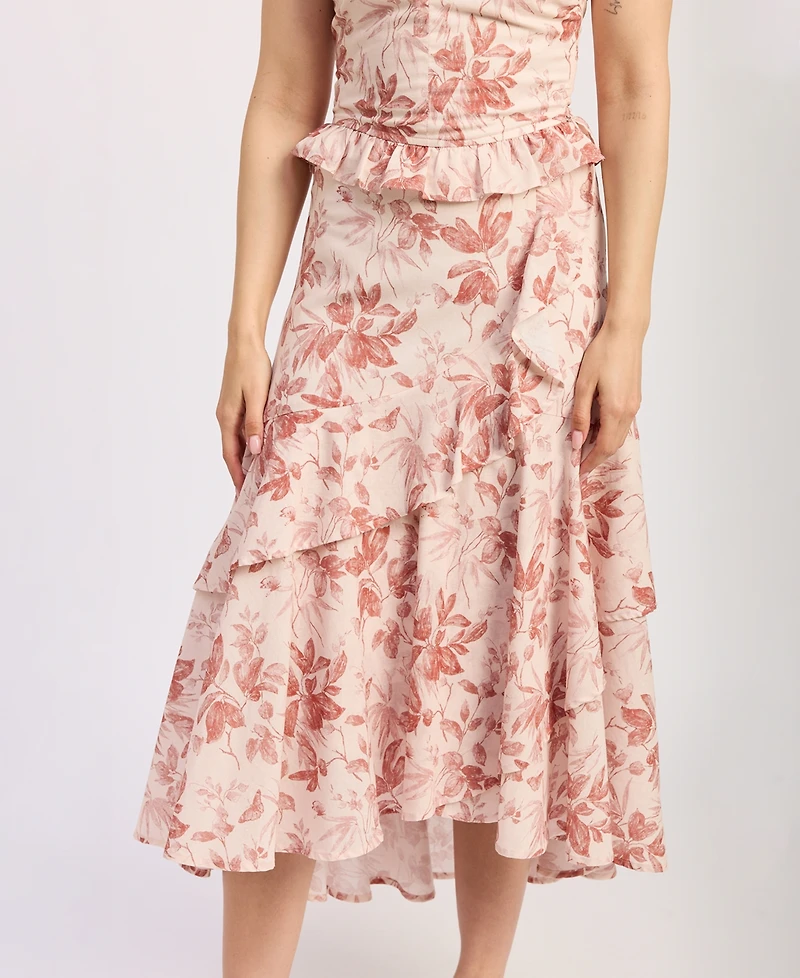 En Saison Women's Sedona Ruffle-Hem Midi Skirt