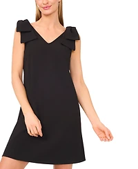 CeCe Women's Solid-Color V-Neck Shoulder-Bow Short Dress