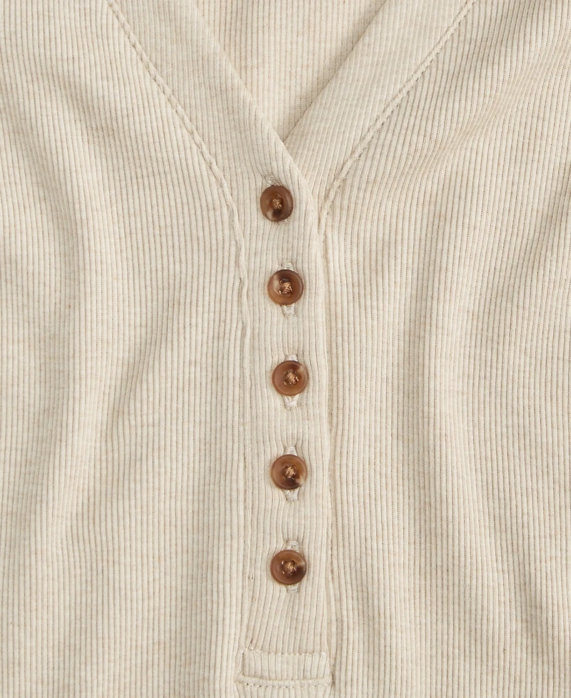 On 34th Women's Puff-Shoulder Long-Sleeve Henley T-Shirt, Macy's Exclusive