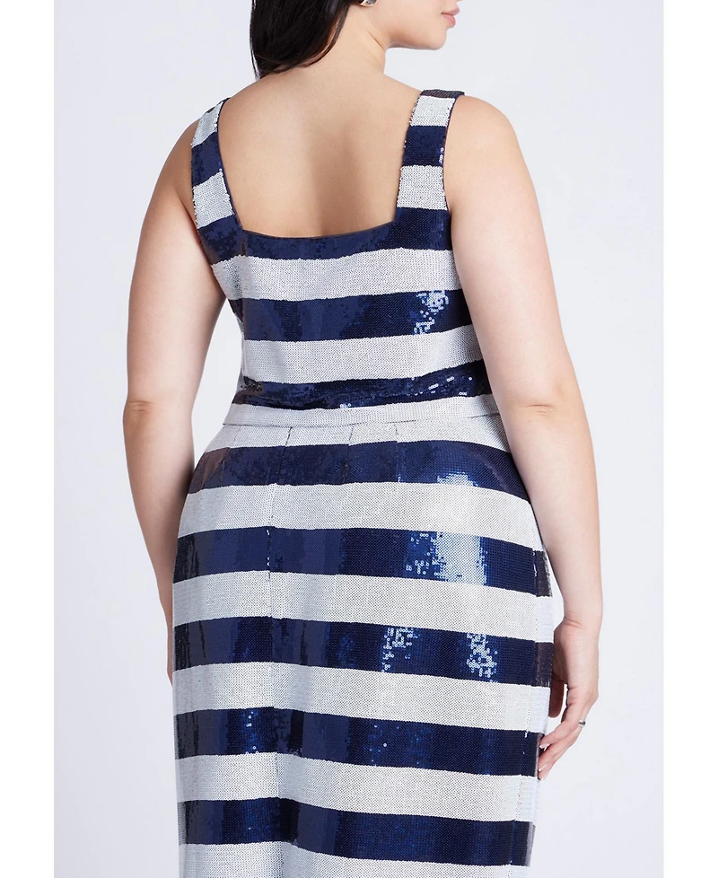Eloquii Women's Plus Sequin Striped Crop Top
