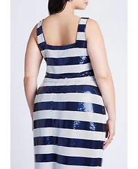 Eloquii Women's Plus Sequin Striped Crop Top