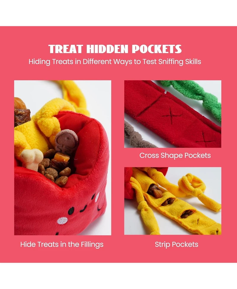 Nocciola 3 Pcs Finger Food Dog Toy Set, gift,Cute Hide and Seek Plush Dog Toys,Squeaky and Crinkle Enrichment Toys for Small to Medium Dogs