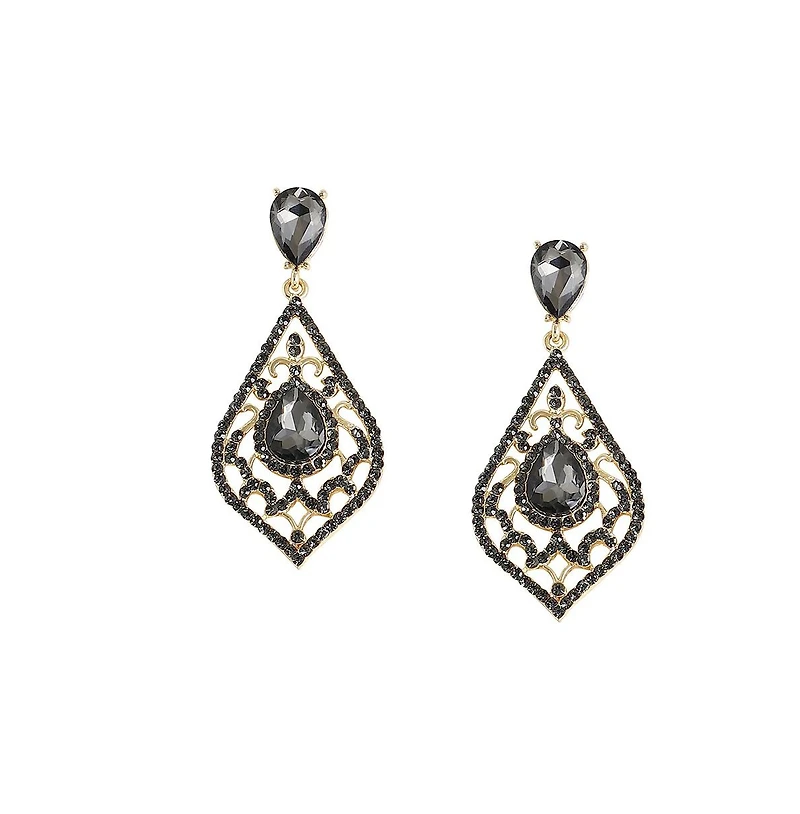 Sohi Women's Silver Dazzling Drop Earrings