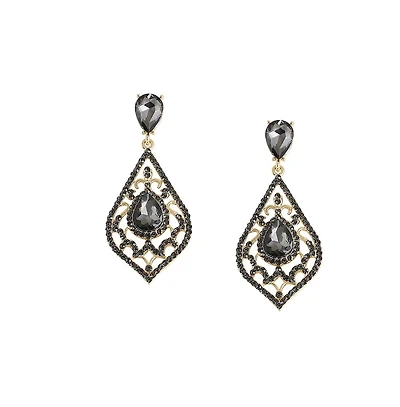 Sohi Women's Silver Dazzling Drop Earrings