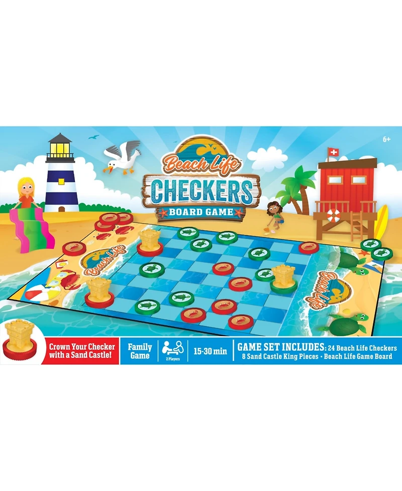 Beach Life Checkers Board Game