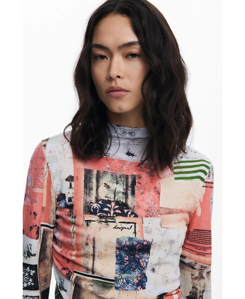 Desigual Women's Fine postcard sweater