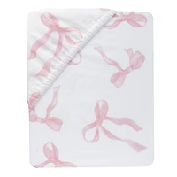 Lambs & Ivy Coquette Bows Aesthetic Pink Cotton Baby Fitted Crib/Toddler Sheet