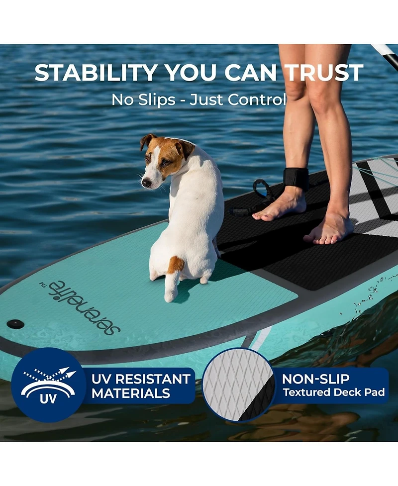 Inflatable Stand-Up Paddle-Board with Double-Action Hand Pump, 3-Piece Aluminum Sup Paddle, Leash, Black