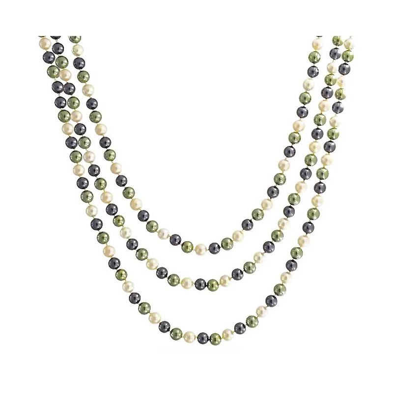 Bling Jewelry Classic Western Style Hand Knotted Simulated Pearls Round Ball Bead Endless Long Strand Double Triple Wrap Layer Necklace