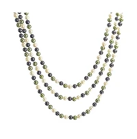 Bling Jewelry Classic Western Style Hand Knotted Simulated Pearls Round Ball Bead Endless Long Strand Double Triple Wrap Layer Necklace
