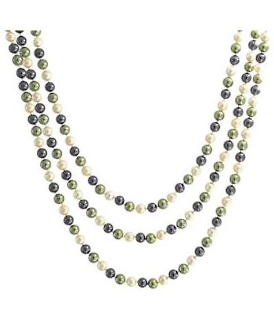 Bling Jewelry Classic Western Style Hand Knotted Simulated Pearls Round Ball Bead Endless Long Strand Double Triple Wrap Layer Necklace