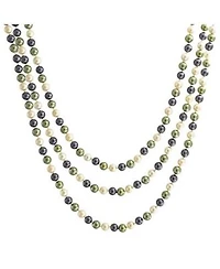 Bling Jewelry Classic Western Style Hand Knotted Simulated Pearls Round Ball Bead Endless Long Strand Double Triple Wrap Layer Necklace
