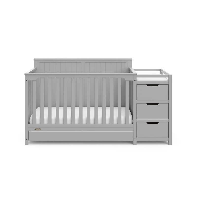 Graco Hadley 5-in-1 Convertible Crib and Changer with Drawer (Pebble Gray)